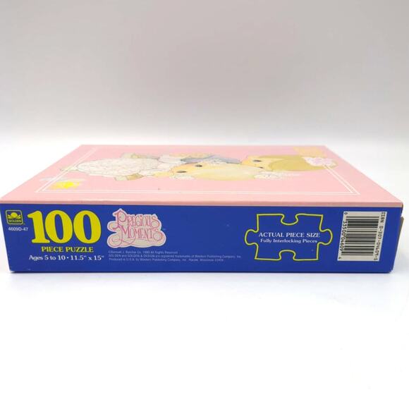 Golden Precious Moments Boy Girl Swing 100 Pc Puzzle 1990 11.5x15" New Sealed - Picture 3 of 4